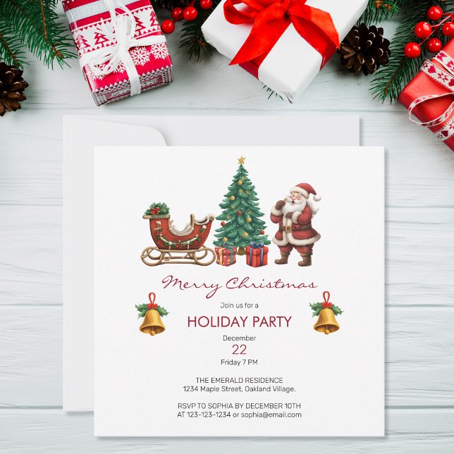Vintage Santa with sleigh & Christmas Party Invitation (Creator Uploaded)