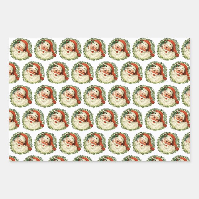 Vintage Santa Wrapping Paper Sheet (Front)
