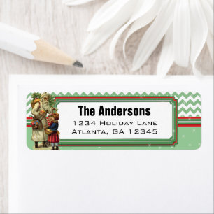 Vintage Santa ZigZag Christmas Return Address
