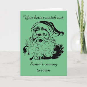 Vintage Santa's Coming to Town Holiday Card