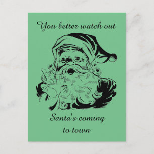 Vintage Santa's Coming to Town Holiday Postcard