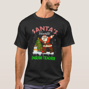 Vintage Santa's Favourite English Teacher Xmas Tre T-Shirt