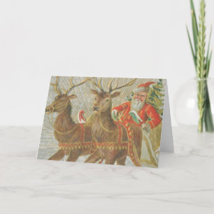 Vintage Santa's Sleigh Holiday Card