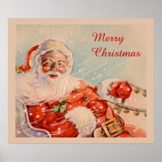 Vintage Santas Sleigh Ride Canvas Print