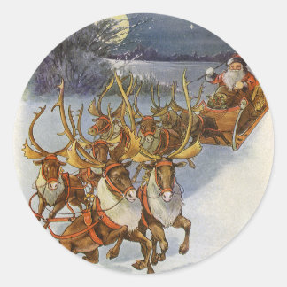 Vintage Santa's Sleigh with Reindeer Sticker Sheet