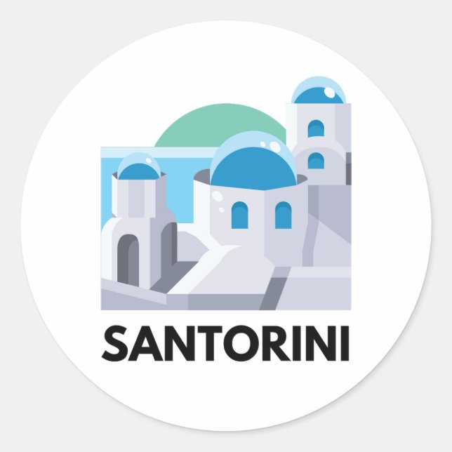 Vintage Santorini Greece Classic Round Sticker (Front)