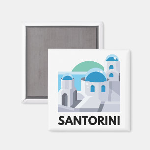 Vintage Santorini Greece Minimalist Magnet