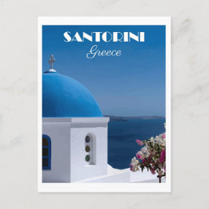 Vintage Santorini Greece Travel Postcard