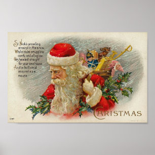 Vintage Sants Christmas St. Nick Card Poster