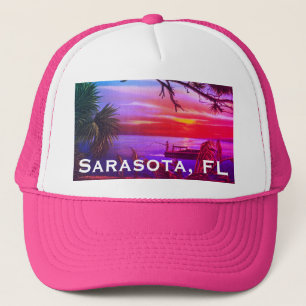 Vintage Sarasota, FL Beach Sunset - Gulf of Mexico Trucker Hat