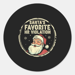 Vintage Sarcastic Retro Hr Violation Christmas Off Classic Round Sticker