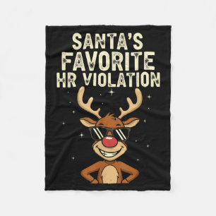 Vintage Sarcastic Retro Hr Violation Christmas Off Fleece Blanket