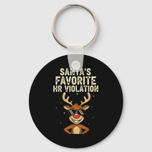 Vintage Sarcastic Retro Hr Violation Christmas Off Keychain