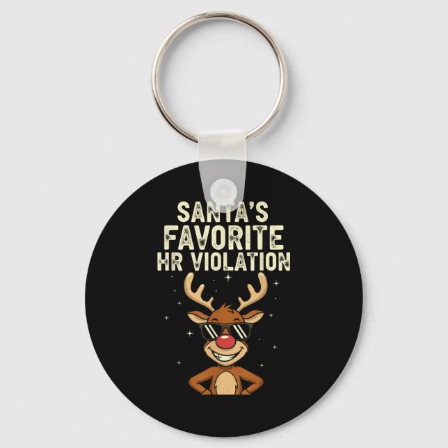 Vintage Sarcastic Retro Hr Violation Christmas Off Keychain (Front)