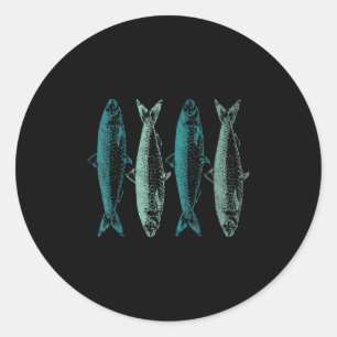Vintage Sardine Fish Art Canned Sardines Lover Classic Round Sticker