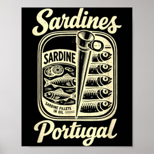 Vintage Sardines Tinned Fish Retro Graphic Summer Poster