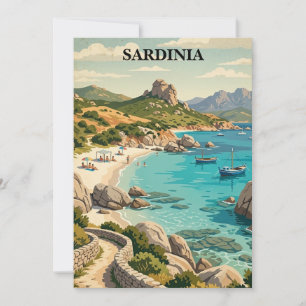 Vintage Sardinia Italy Mediterranean Scenery Card