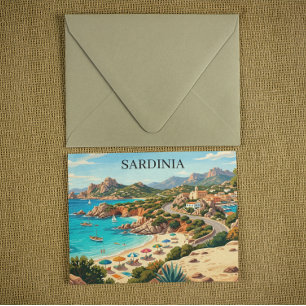 Vintage Sardinia Italy Travel Illustration Postcard