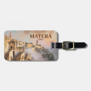 Vintage Sassi di Matera Italy Travel Watercolor Luggage Tag