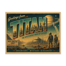 Vintage Saturn Moon Space Travel Art