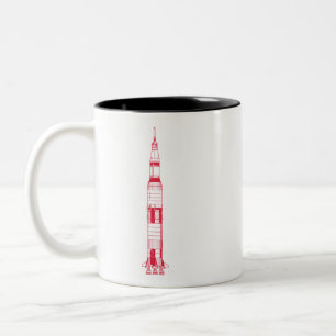 Vintage Saturn Rocket Space Exploration Two-Tone Coffee Mug