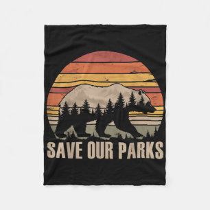 Vintage Save Our National Parks Protect Retro Hiki Fleece Blanket