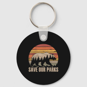 Vintage Save Our National Parks Protect Retro Hiki Keychain