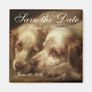 Vintage Save the Date! Cute Puppies in Love Magnet
