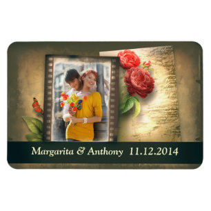 vintage save the date magnet with your photo