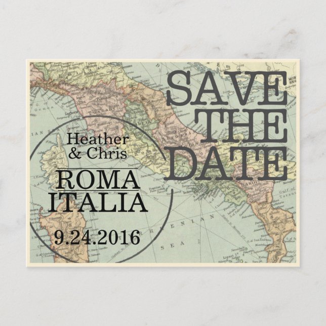 Vintage Save the Date Postcard (Front)