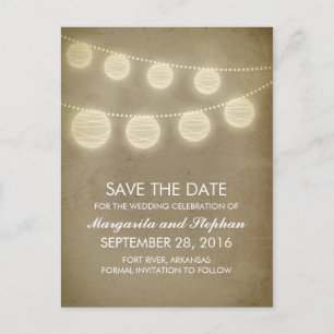 Vintage save the date postcards with lanterns