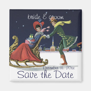 Vintage Save the Date! Romantic Christmas Love Magnet