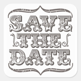 Vintage Save the Date Typography White Stickers