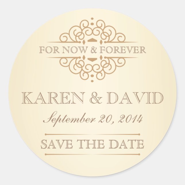Vintage Save the Date Victorian Wedding Labels (Front)