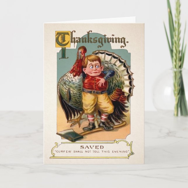 Vintage Saved Turkey Thanksgiving Card (Front)