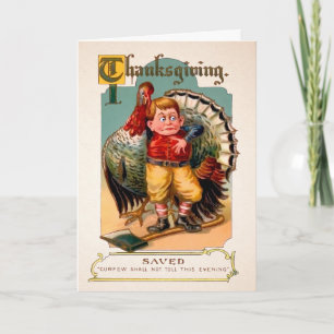 Vintage Saved Turkey Thanksgiving Card