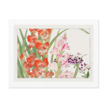 Vintage scabiosa & montbretia flower, ukiyo e