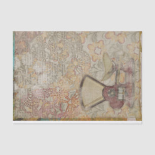 Vintage Scale Peach Tan Floral Medley Tissue Paper