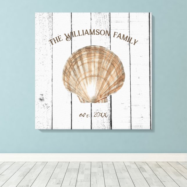Vintage Scallop Shell Canvas Print (Insitu(Wood Floor))