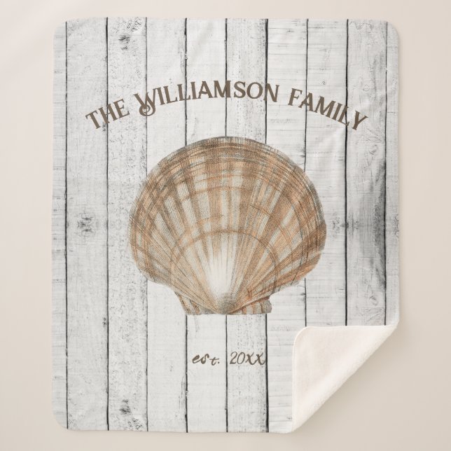 Vintage Scallop Shell Sherpa Blanket (Front)