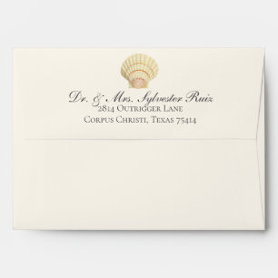 Vintage Scallop Single Seashell Wedding Envelopes