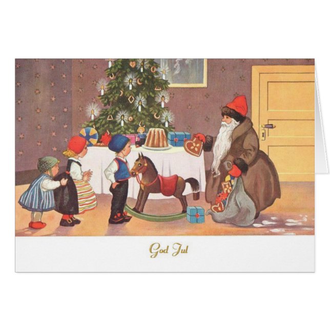 Vintage Scandinavian Christmas Greeting Card (Front Horizontal)