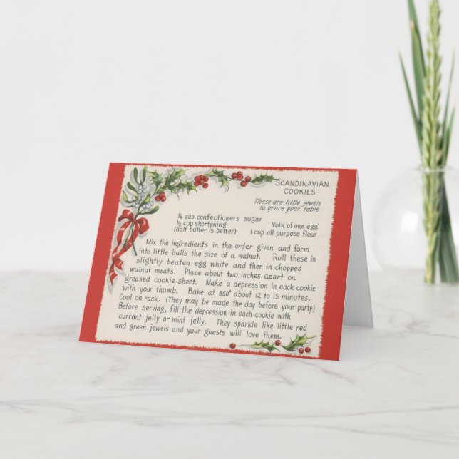 Vintage Scandinavian Cookie Recipe Christmas Card (Front)