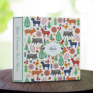 Vintage Scandinavian Folk Art Monogram Pattern Binder