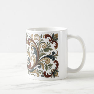 Vintage Scandinavian Folk Art Pattern Coffee Mug