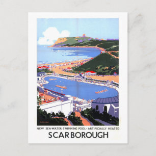 Vintage Scarborough England Travel Poster Postcard