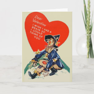 Vintage Scarecrow Valentine Greeting Card