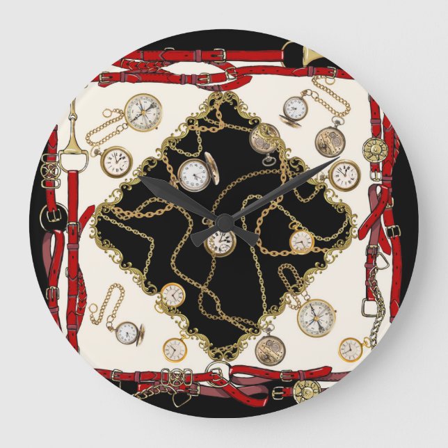 Vintage Scarf: Chain Clock Pattern (Front)