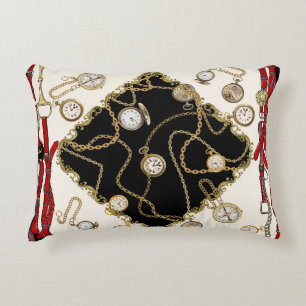 Vintage Scarf: Chain Clock Pattern Accent Pillow