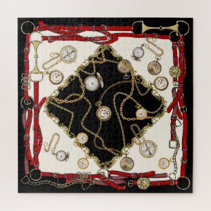 Vintage Scarf: Chain Clock Pattern Jigsaw Puzzle